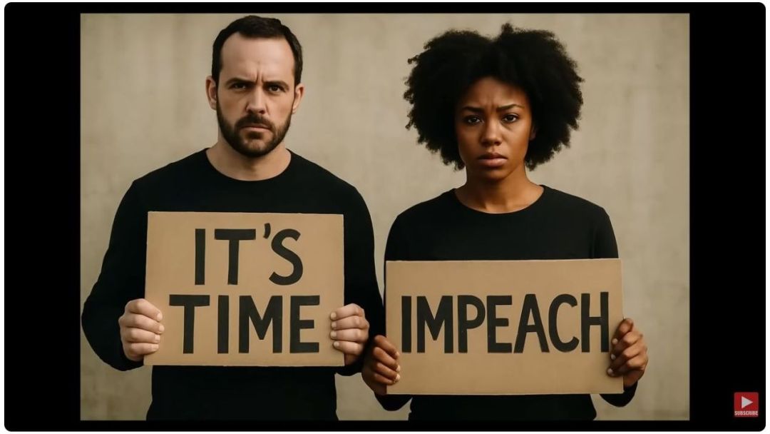 Individuals holding signs reading 