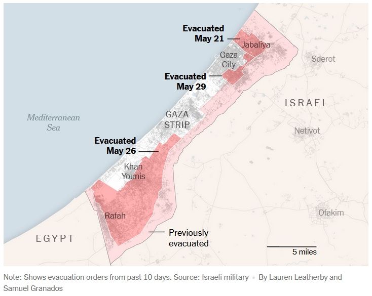 May 2025 Gaza evacuations